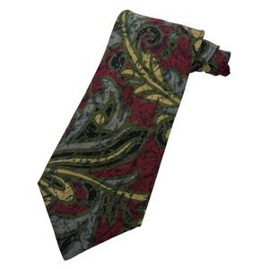 BRIONI Vintage Tie 100% Silk Paisley Vibrant Red Blue Gold  Print Tie Italy
